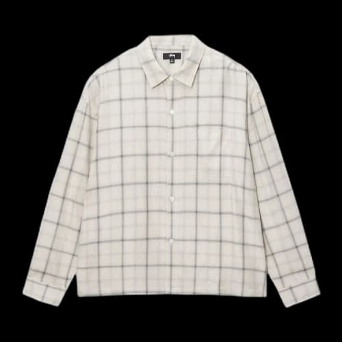 Stussy Shadow Plaid Rayon Shirt 'Natural'