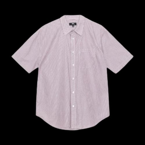Stussy 8 Ball Stripe Boxy Short-Sleeve Shirt 'Burgundy'