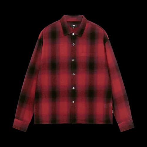 Stussy Loose Weave Plaid Shirt 'Red'