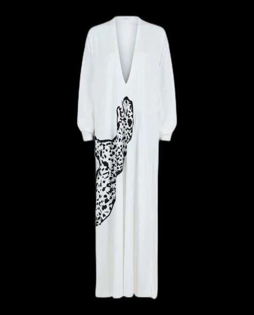 Ferragamo V-Neck Oversized Maxi Dress White