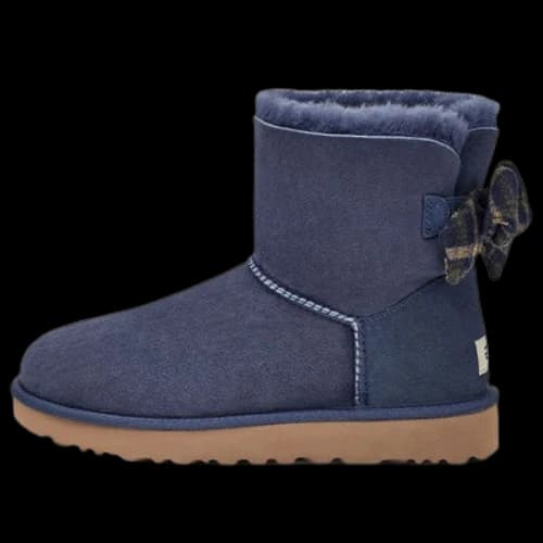 UGG Mini Bailey Bow Plaid Ribbon 'Navy Blue Grey' (Women's)