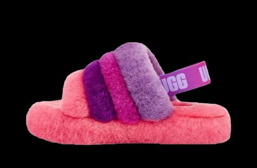 UGG Fluff Yeah Slide Pink Purple Rainbow (Kids)