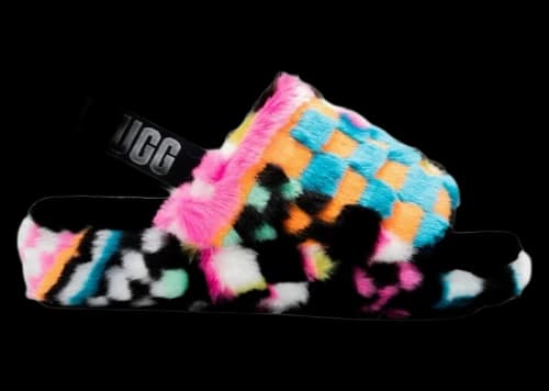 UGG Fluff Yeah Slide Checks Black Multi (Women's)