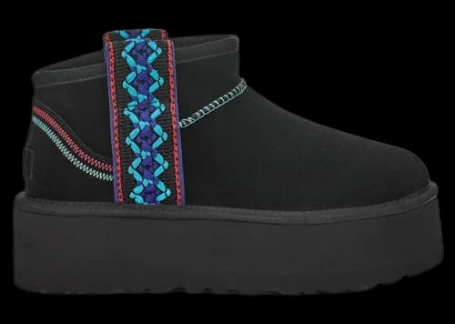 UGG Classic Ultra Mini Braid Platform Boot Black (Women's)