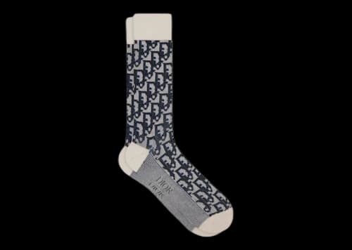 Dior Oblique Socks Navy Blue/Black/Beige Jacquard