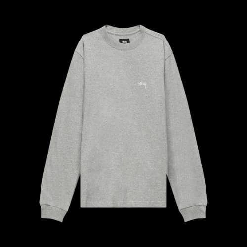 Stussy Stock Logo Long-Sleeve Tee 'Grey Heather'