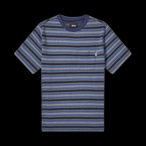 Stussy Ombre Stripe Crew Tee Navy