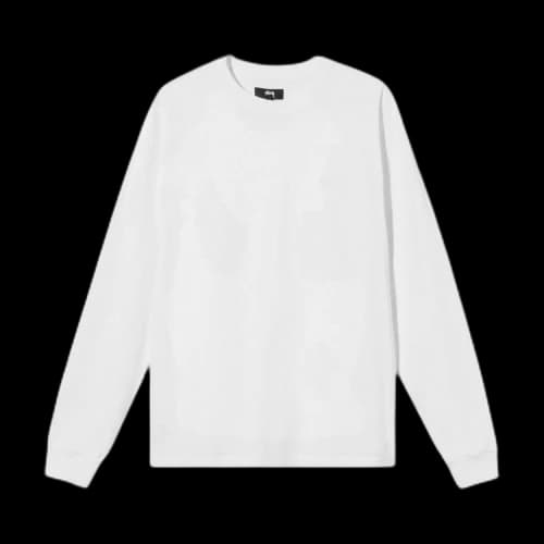Stussy Stock Logo L/S Crew White