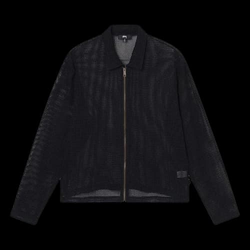 Stussy Cotton Mesh Zip Long-Sleeve Shirt 'Black'