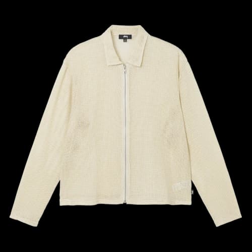 Stussy Cotton Mesh Zip Long-Sleeve Shirt 'Natural'