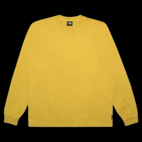 Stussy Pigment Dyed Long Sleeve Crew Mustard