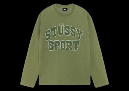 Stussy 2 Tone Cotton Mesh Crew Green