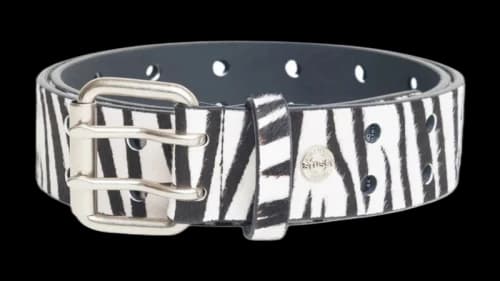 Stussy Punch Out Leather Belt Hairy Zebra Pattern