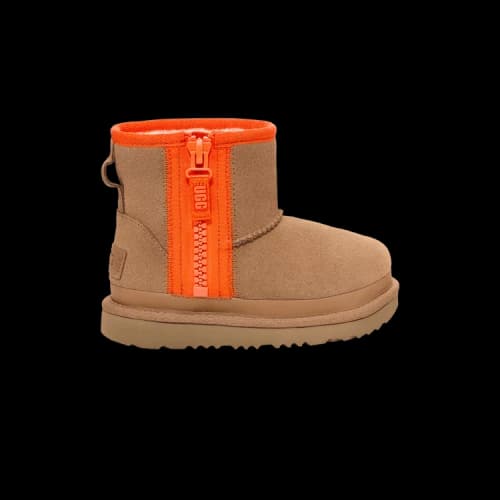 UGG Classic Mini Zipper Tape Logo Boot Toddler 'Chestnut'