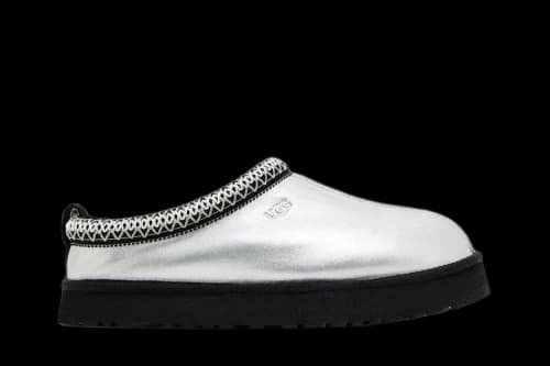 UGG Tazz Leather Slipper Silver Metallic (Kids)