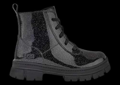 UGG Ashton Lace Up Glitter Boot Glitter Black (Kids)