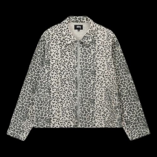 Stussy Leopard Mesh Zip Jacket 'Bone'