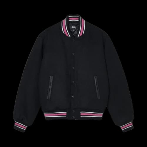 Stussy S Talk Melton Varsity Jacket 'Black'