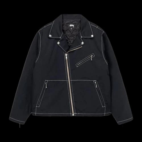 Stussy Twill Moto Zip Jacket Black