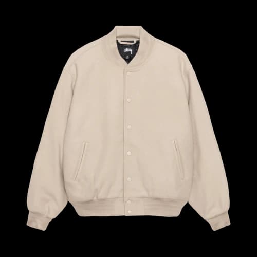 Stussy Sport Melton Varsity Jacket 'Oatmeal'