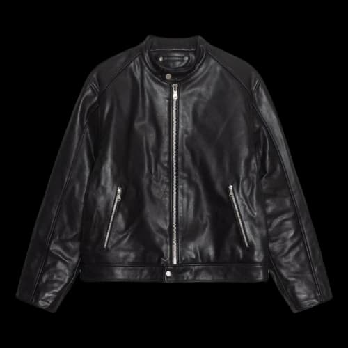 Stussy Cafe Racer Leather Jacket Black