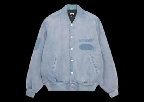 Stussy Ghost Logo Canvas Varsity Jacket Red