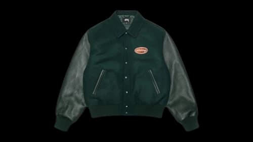 Stussy Script Oval Varsity Jacket Green
