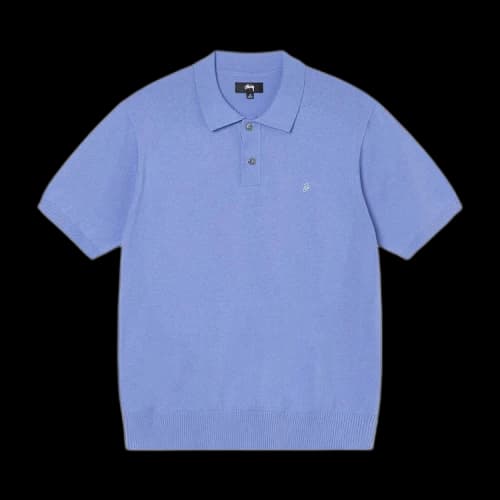 Stussy Classic Short-Sleeve Polo Sweater 'Blue'