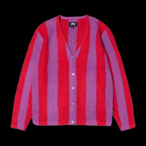 Stussy Stripe Brushed Cardigan 'Purple'