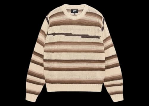 Stussy Tonal Stripe Linen Sweater Natural