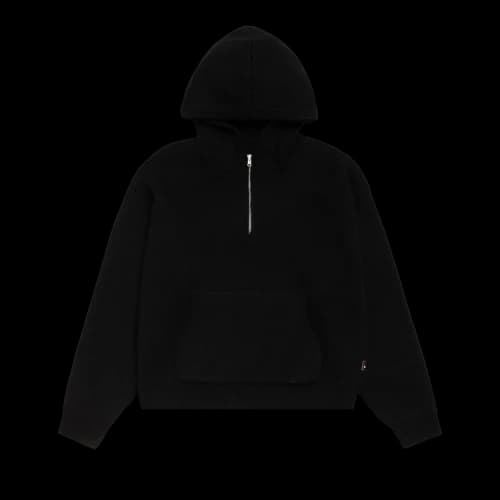 Stussy Quarter Zip Knit Hoodie 'Black'