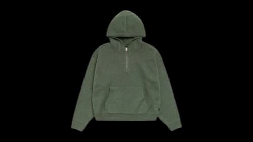 Stussy Quarter Zip Knit Hoodie Green