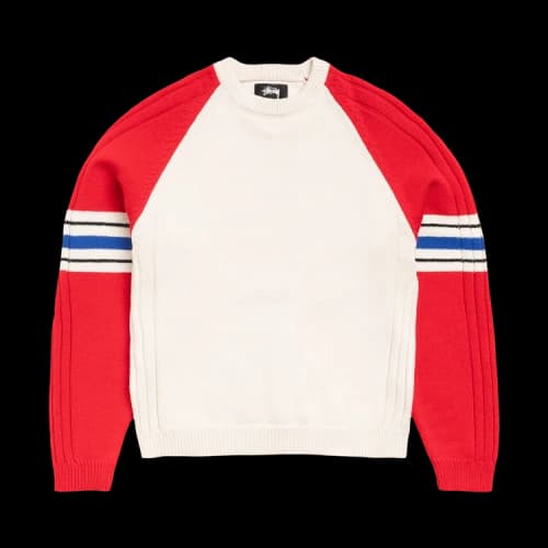 Stussy Stripe Raglan Crew 'Red'