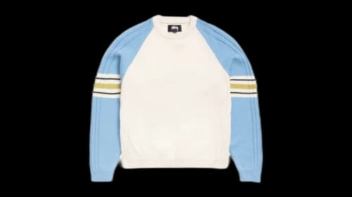 Stussy Stripe Raglan Crew Blue