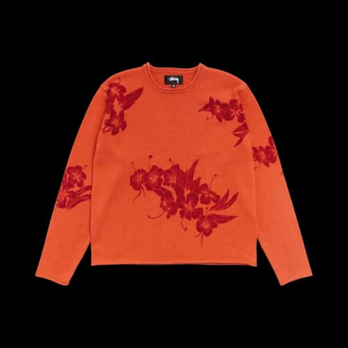Stussy Floral Roll Neck Sweater 'Rust'