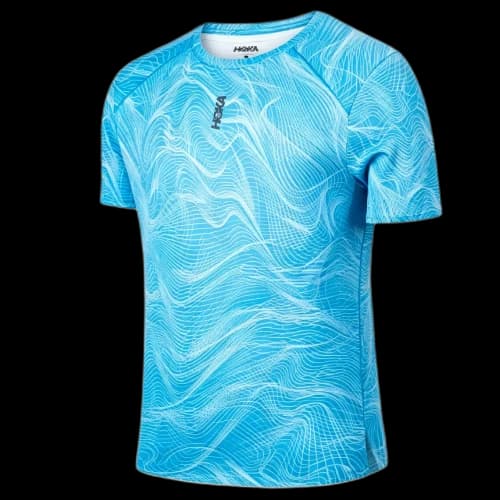 HOKA ONE ONE Running T Shirts Unisex Mineral Blue Crew Neck Moderate