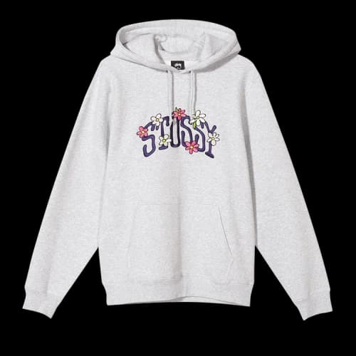 Stussy Collegiate Floral Applique Hoodie 'Ash'