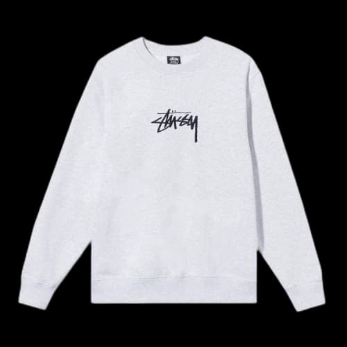 Stussy Stock Applique Crew 'Ash Heather'