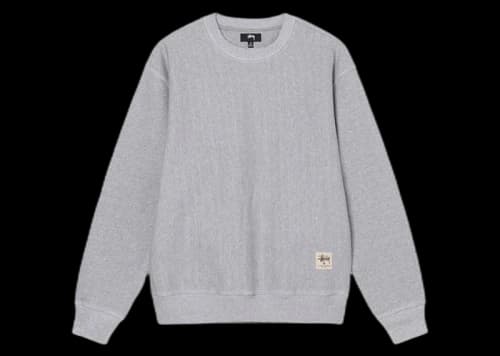 Stussy Contrast Stitch Label Crew Sweater Grey Heather