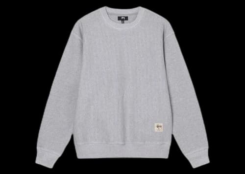 Stussy Contrast Stitch Label Crew Sweater Grey Heather