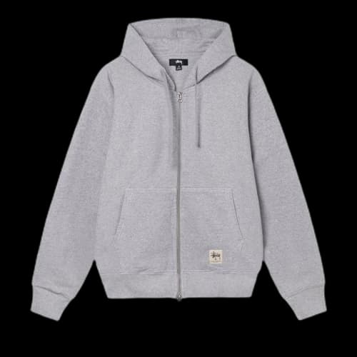 Stussy Double Face Label Zip Hoodie 'Grey Heather'