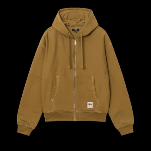 Stussy Double Face Label Zip Hoodie 'Olive'