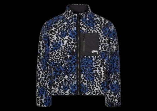 Stussy Sherpa Reversible Jacket Blue Leopard