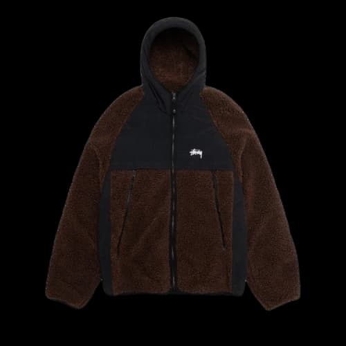 Stussy Sherpa Paneled Hooded Jacket 'Brown'