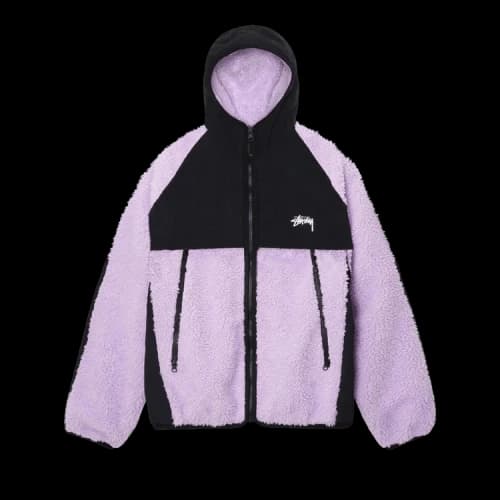 Stussy Sherpa Paneled Hooded Jacket Lavender
