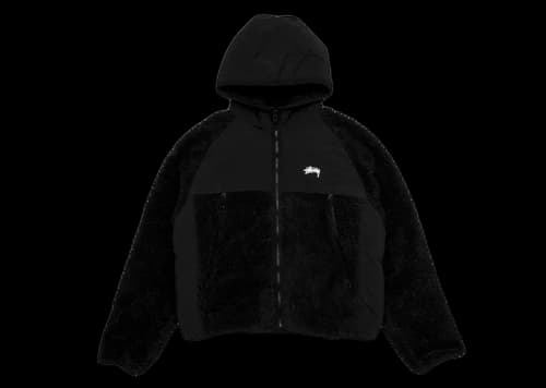Stussy Sherpa Paneled Hooded Jacket Black