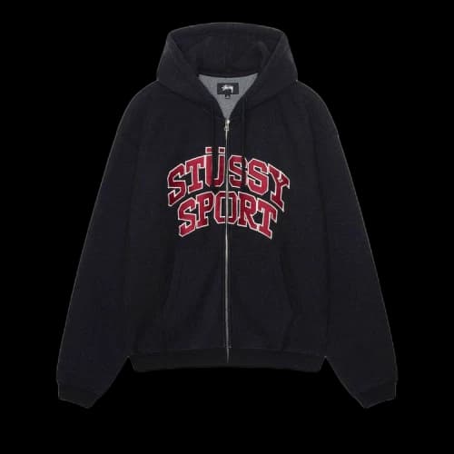 Stussy Sport Zip Hoodie 'Washed Black'
