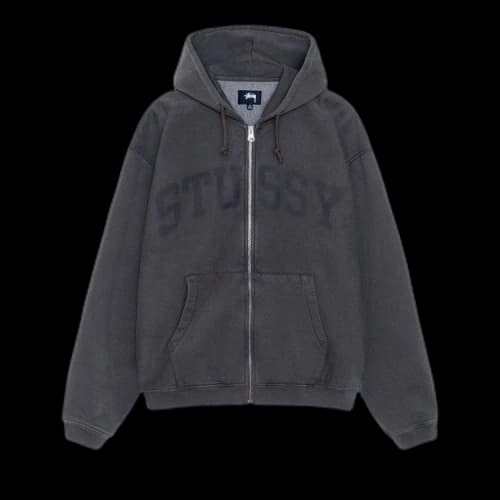 Stussy Faded Graphic Zip Hoodie 'Washed Black'