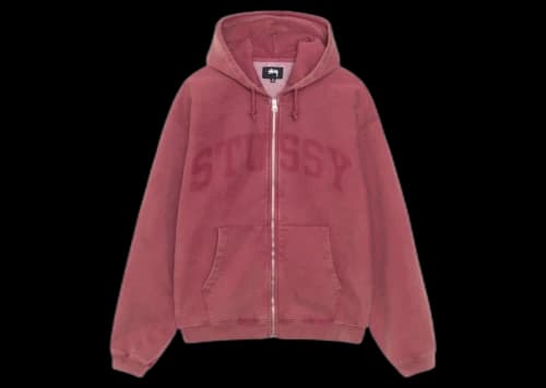 Stussy Faded Graphic Zip Hoodie Burgundy