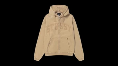 Stussy Faded Graphic Zip Hoodie Washed Beige